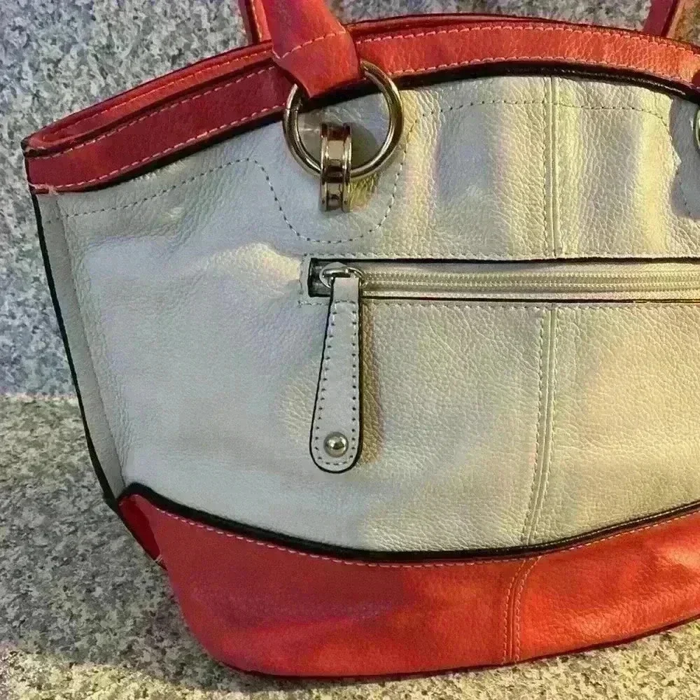 Tignanello pink and white satchel bag